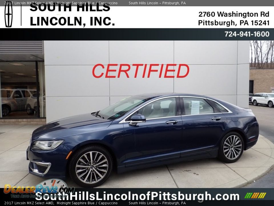 2017 Lincoln MKZ Select AWD Midnight Sapphire Blue / Cappuccino Photo #1