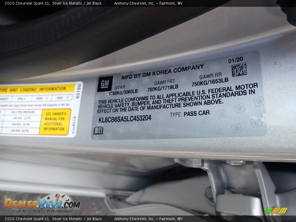 2020 Chevrolet Spark LS Silver Ice Metallic / Jet Black Photo #15