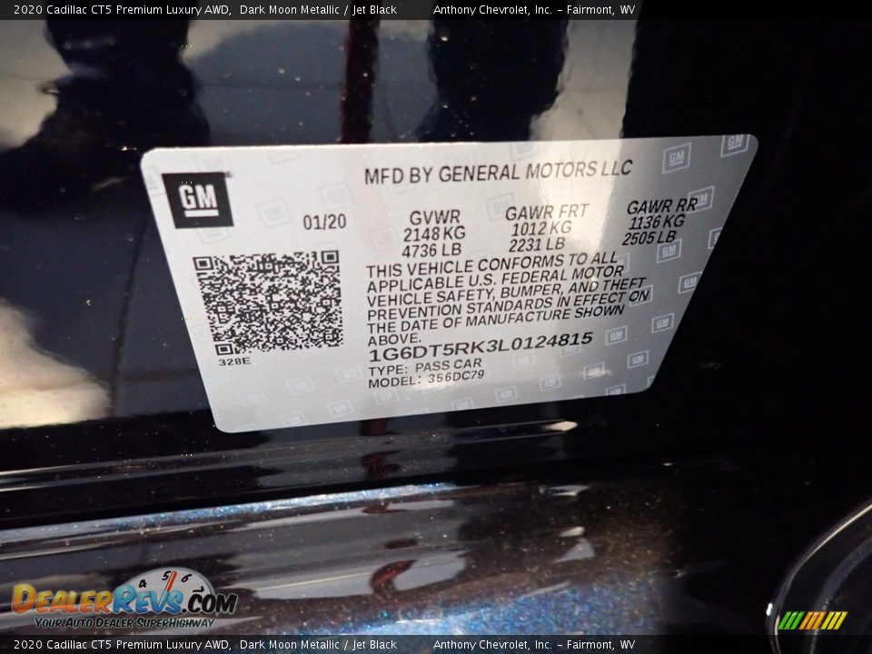 2020 Cadillac CT5 Premium Luxury AWD Dark Moon Metallic / Jet Black Photo #12