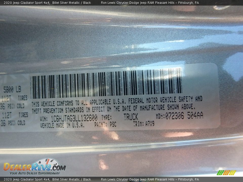 2020 Jeep Gladiator Sport 4x4 Billet Silver Metallic / Black Photo #15