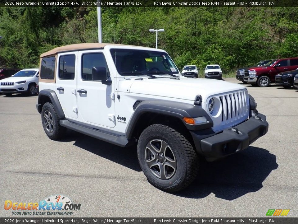 2020 Jeep Wrangler Unlimited Sport 4x4 Bright White / Heritage Tan/Black Photo #3