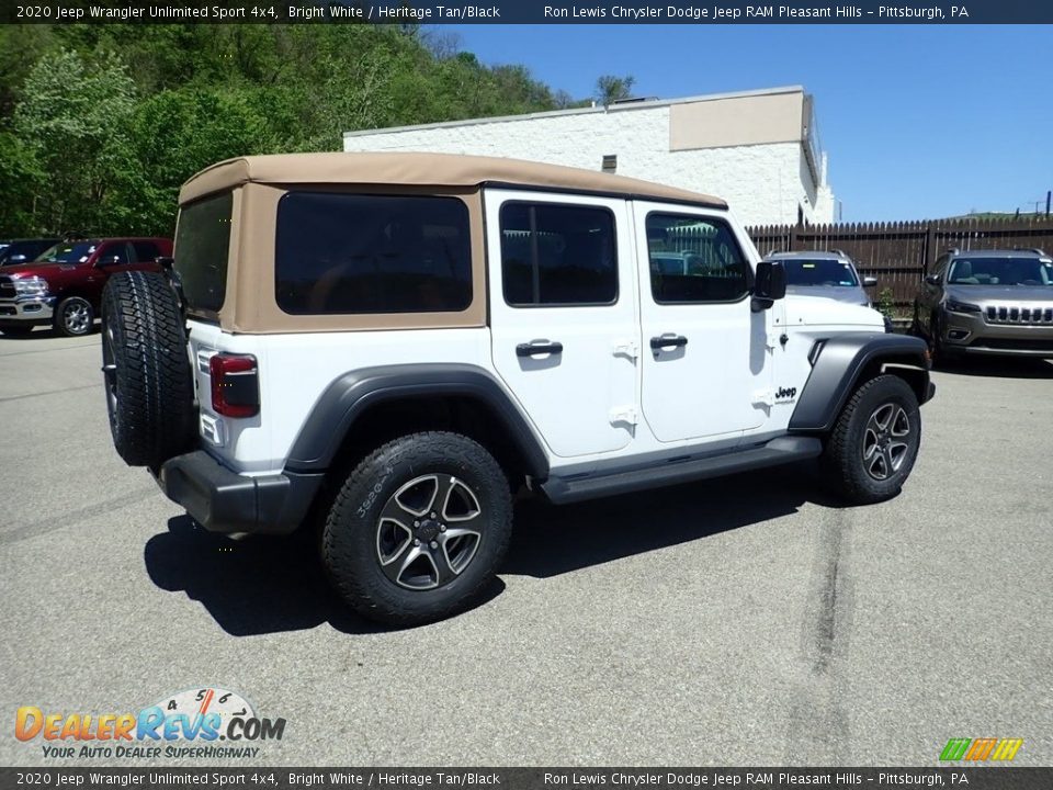 2020 Jeep Wrangler Unlimited Sport 4x4 Bright White / Heritage Tan/Black Photo #5