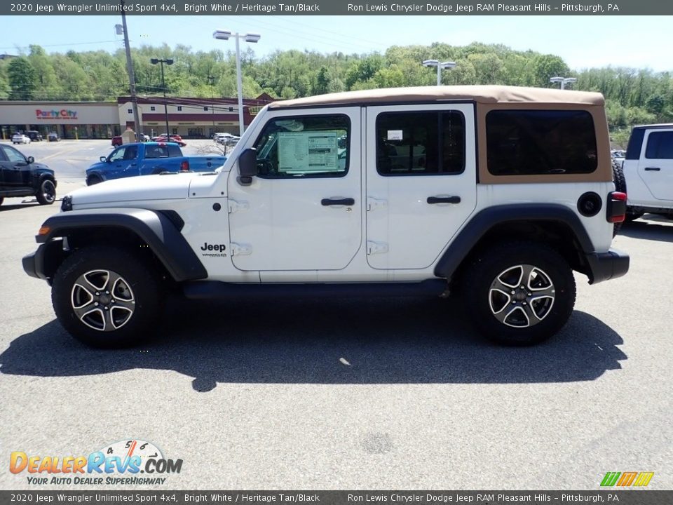 2020 Jeep Wrangler Unlimited Sport 4x4 Bright White / Heritage Tan/Black Photo #7