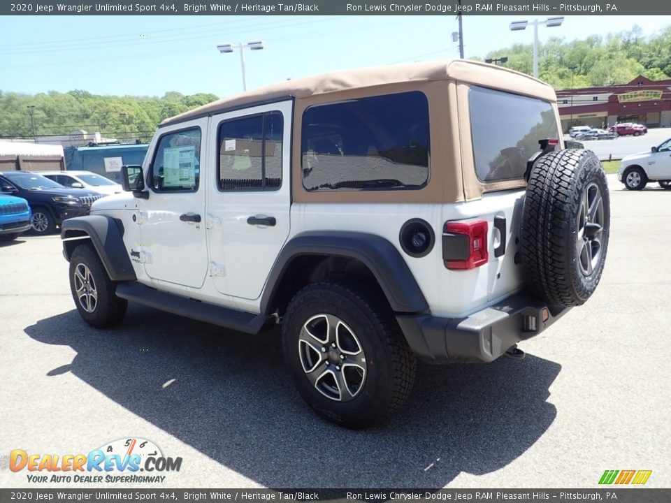 2020 Jeep Wrangler Unlimited Sport 4x4 Bright White / Heritage Tan/Black Photo #8
