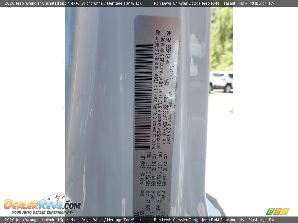 2020 Jeep Wrangler Unlimited Sport 4x4 Bright White / Heritage Tan/Black Photo #11