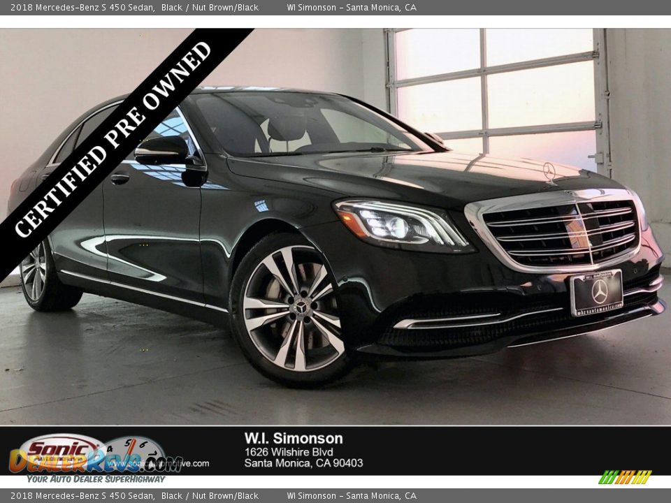 2018 Mercedes-Benz S 450 Sedan Black / Nut Brown/Black Photo #1