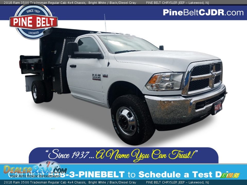 2018 Ram 3500 Tradesman Regular Cab 4x4 Chassis Bright White / Black/Diesel Gray Photo #1