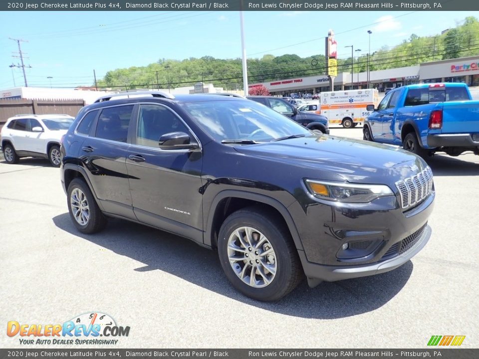 2020 Jeep Cherokee Latitude Plus 4x4 Diamond Black Crystal Pearl / Black Photo #3
