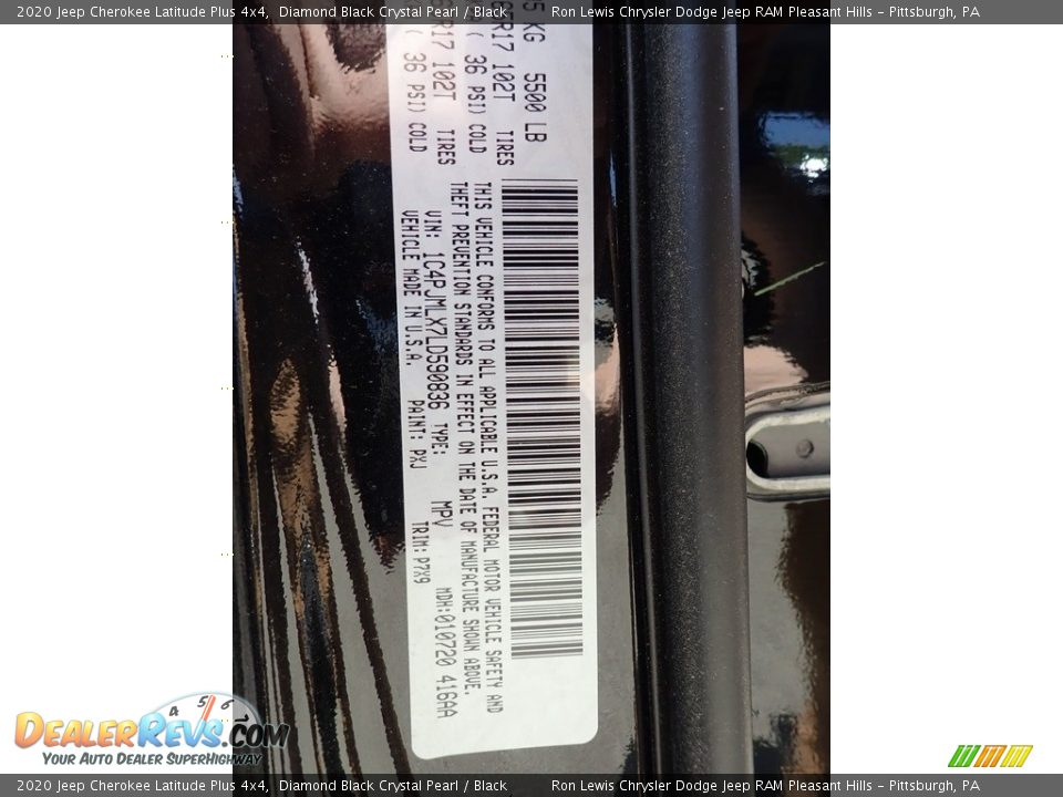 2020 Jeep Cherokee Latitude Plus 4x4 Diamond Black Crystal Pearl / Black Photo #12