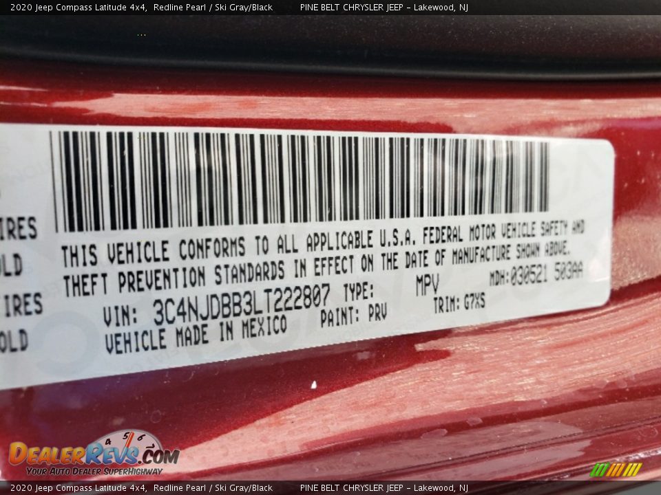 2020 Jeep Compass Latitude 4x4 Redline Pearl / Ski Gray/Black Photo #12