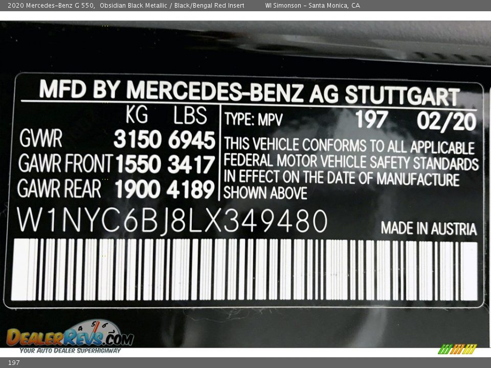 Mercedes-Benz Color Code 197 Obsidian Black Metallic