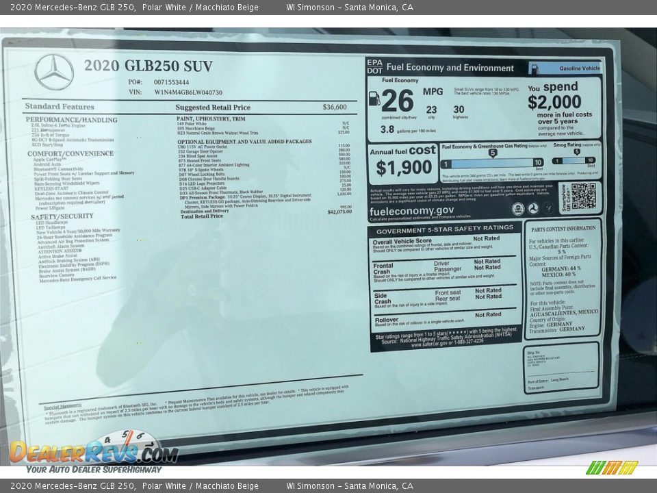 2020 Mercedes-Benz GLB 250 Polar White / Macchiato Beige Photo #11