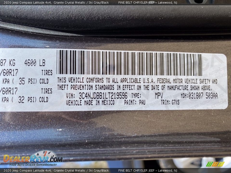 2020 Jeep Compass Latitude 4x4 Granite Crystal Metallic / Ski Gray/Black Photo #11