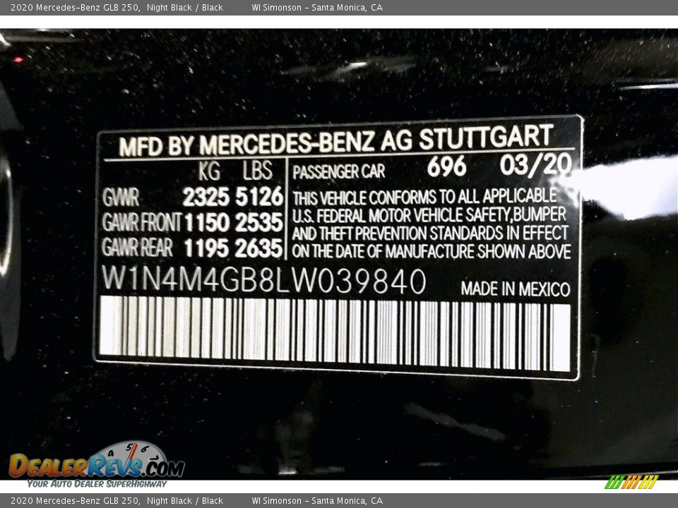 2020 Mercedes-Benz GLB 250 Night Black / Black Photo #11