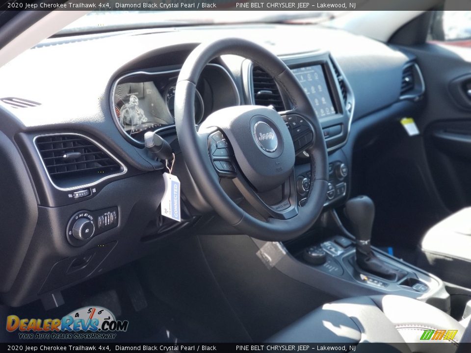 2020 Jeep Cherokee Trailhawk 4x4 Diamond Black Crystal Pearl / Black Photo #10