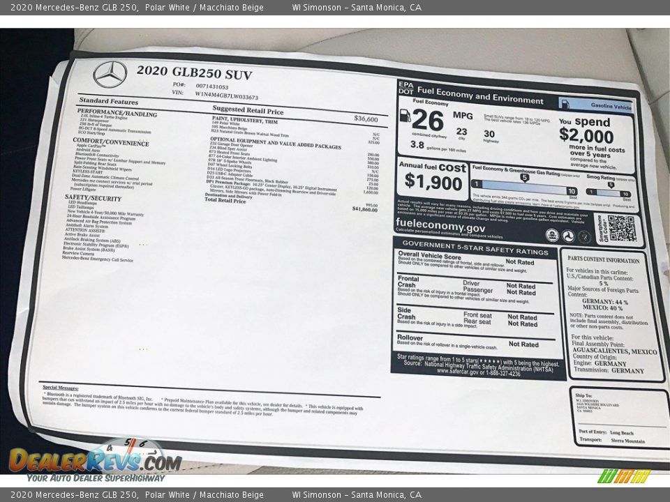 2020 Mercedes-Benz GLB 250 Polar White / Macchiato Beige Photo #10