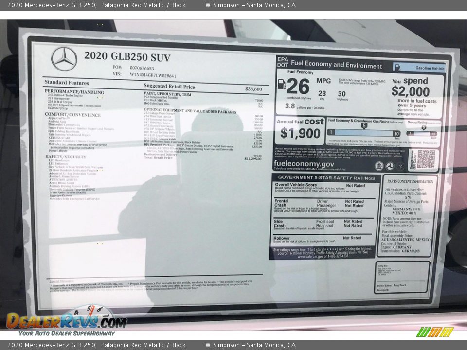 2020 Mercedes-Benz GLB 250 Window Sticker Photo #10