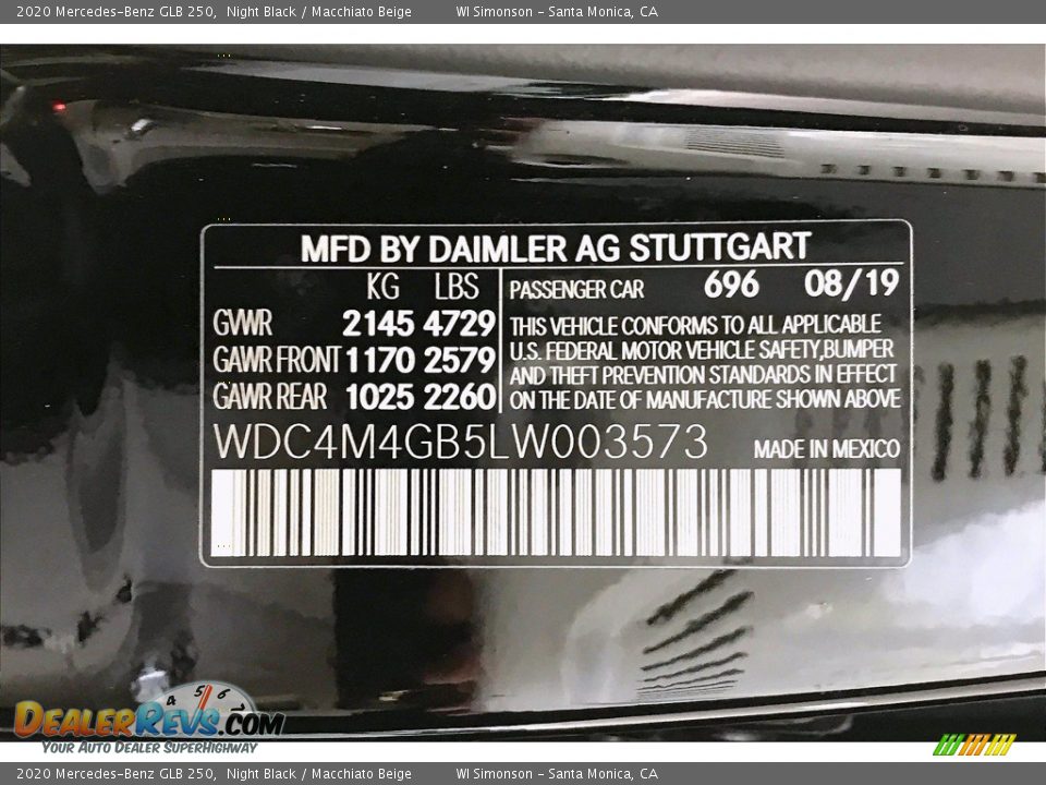 2020 Mercedes-Benz GLB 250 Night Black / Macchiato Beige Photo #11