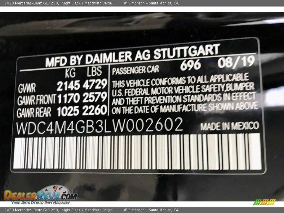 2020 Mercedes-Benz GLB 250 Night Black / Macchiato Beige Photo #11