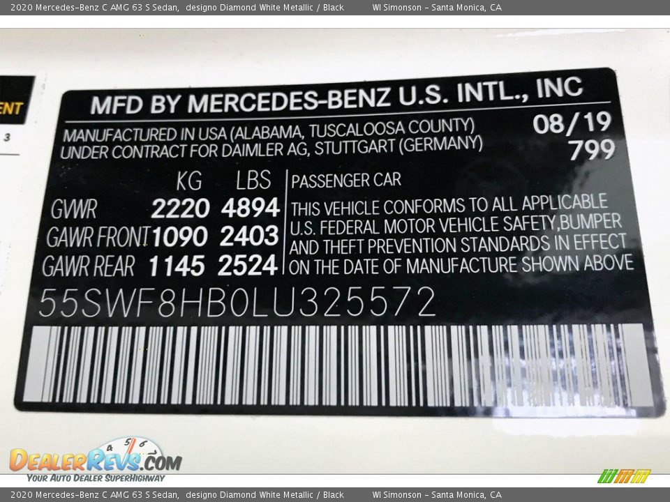 2020 Mercedes-Benz C AMG 63 S Sedan designo Diamond White Metallic / Black Photo #11