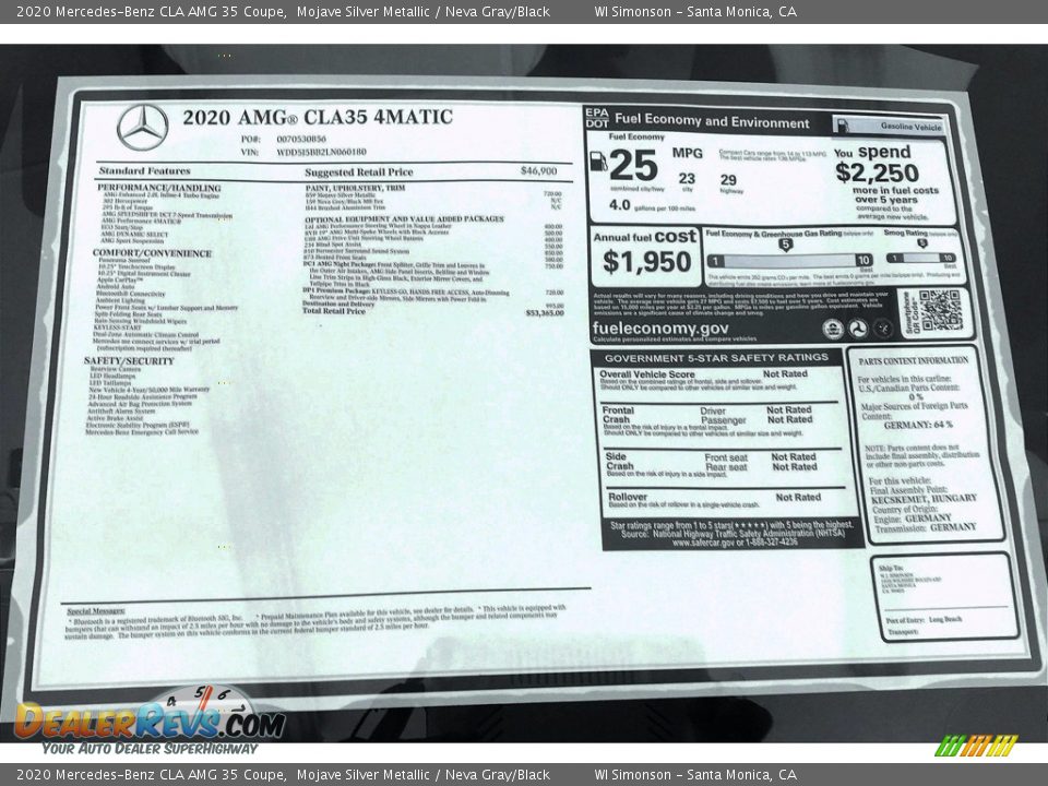 2020 Mercedes-Benz CLA AMG 35 Coupe Mojave Silver Metallic / Neva Gray/Black Photo #10