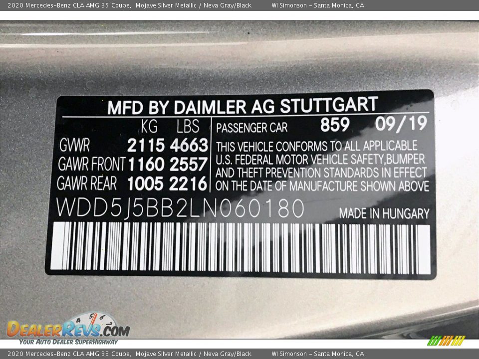 2020 Mercedes-Benz CLA AMG 35 Coupe Mojave Silver Metallic / Neva Gray/Black Photo #11