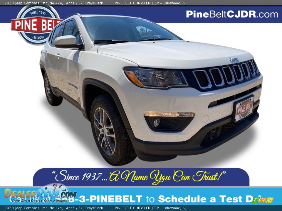 2020 Jeep Compass Latitude 4x4 White / Ski Gray/Black Photo #1