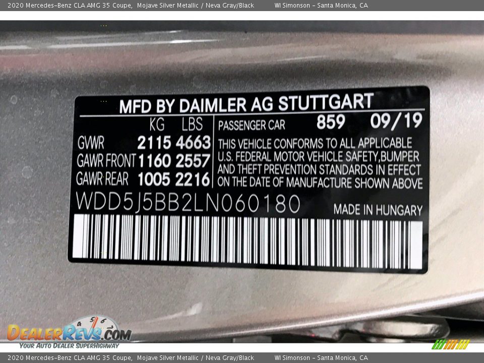 2020 Mercedes-Benz CLA AMG 35 Coupe Mojave Silver Metallic / Neva Gray/Black Photo #24
