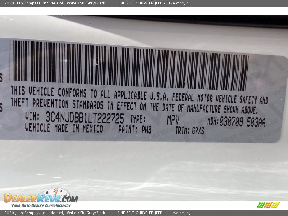 2020 Jeep Compass Latitude 4x4 White / Ski Gray/Black Photo #11