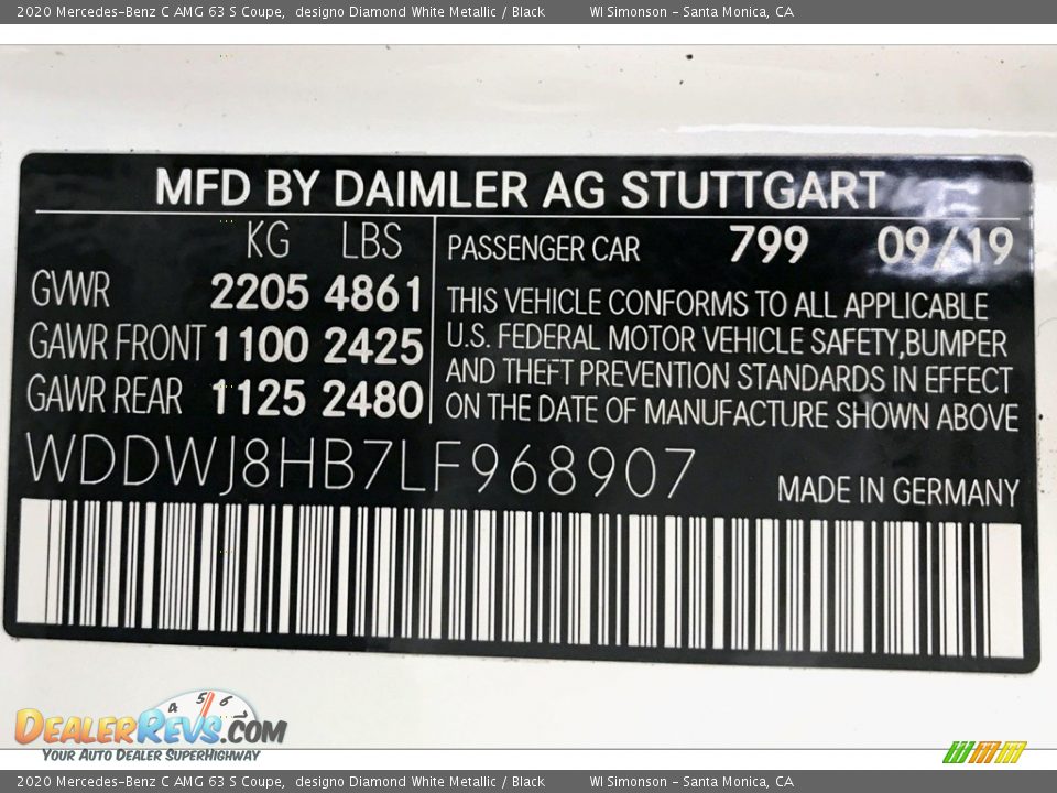 2020 Mercedes-Benz C AMG 63 S Coupe designo Diamond White Metallic / Black Photo #11