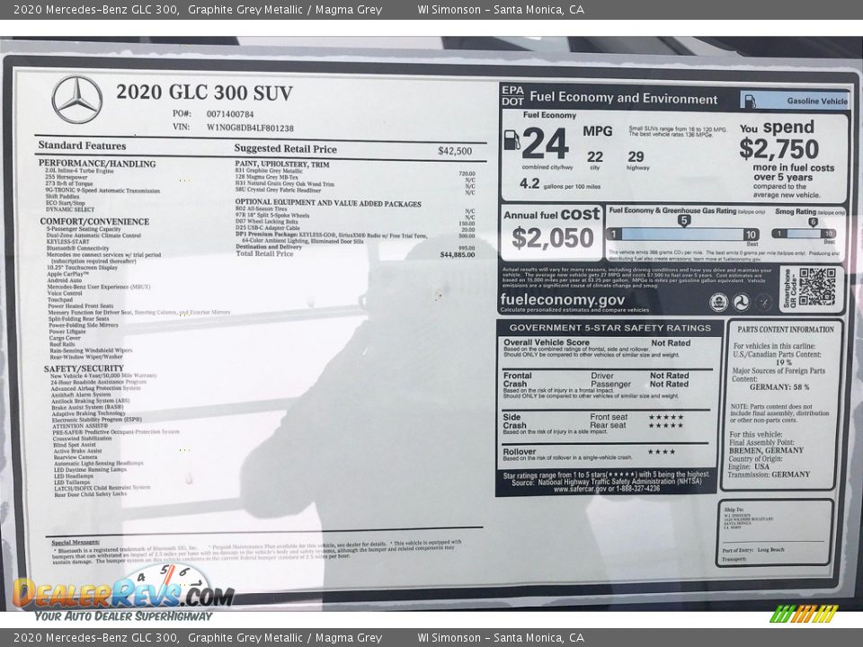 2020 Mercedes-Benz GLC 300 Graphite Grey Metallic / Magma Grey Photo #10