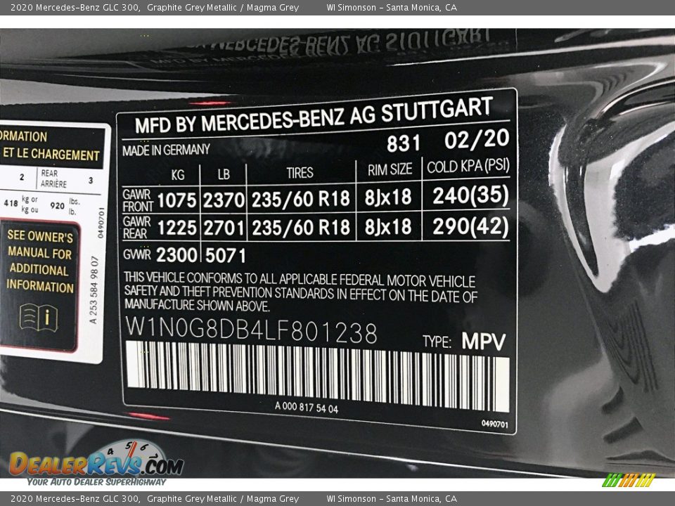 2020 Mercedes-Benz GLC 300 Graphite Grey Metallic / Magma Grey Photo #11