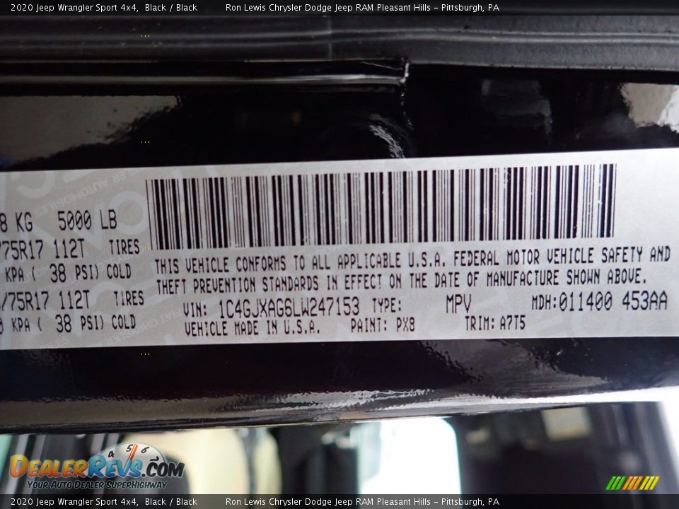 2020 Jeep Wrangler Sport 4x4 Black / Black Photo #16