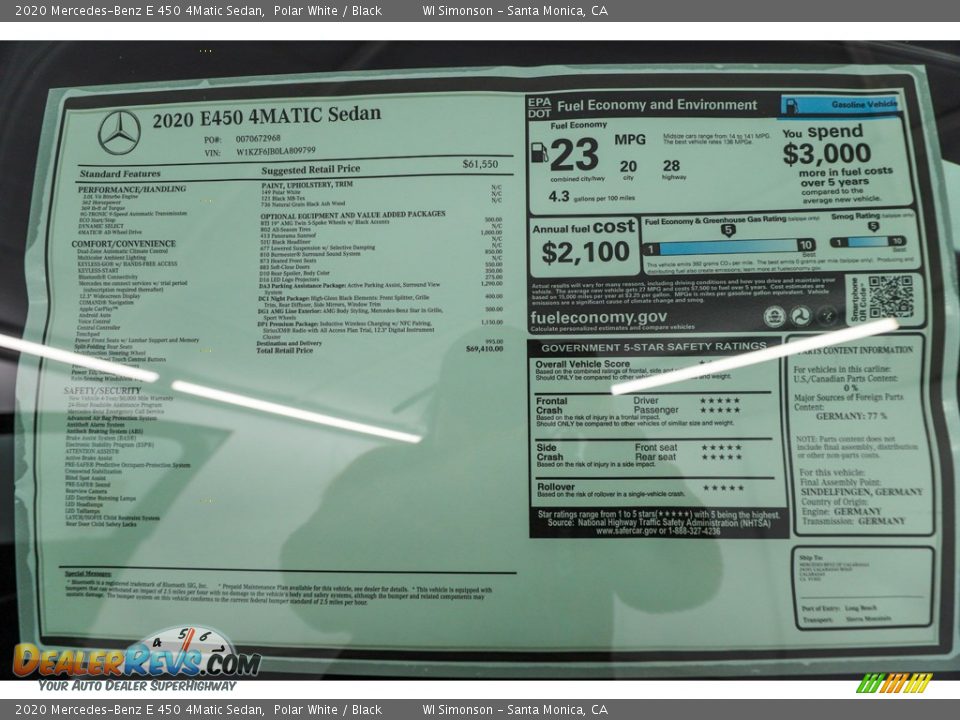 2020 Mercedes-Benz E 450 4Matic Sedan Polar White / Black Photo #17