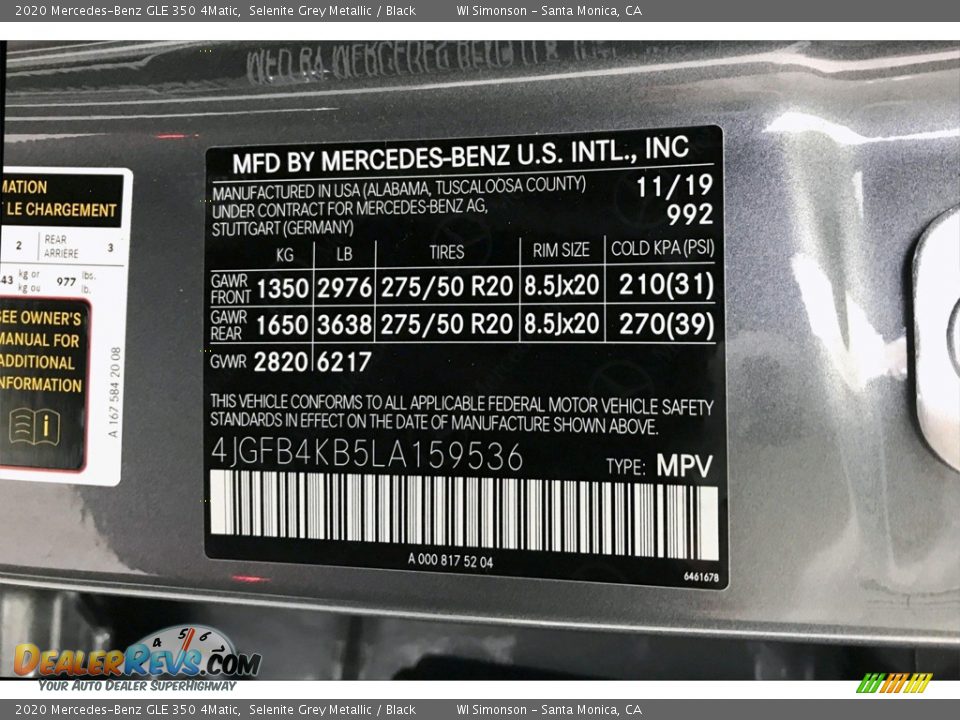 2020 Mercedes-Benz GLE 350 4Matic Selenite Grey Metallic / Black Photo #11