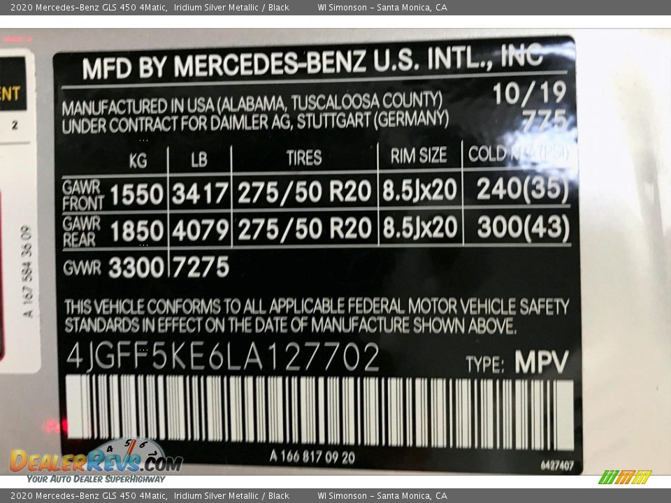 2020 Mercedes-Benz GLS 450 4Matic Iridium Silver Metallic / Black Photo #11