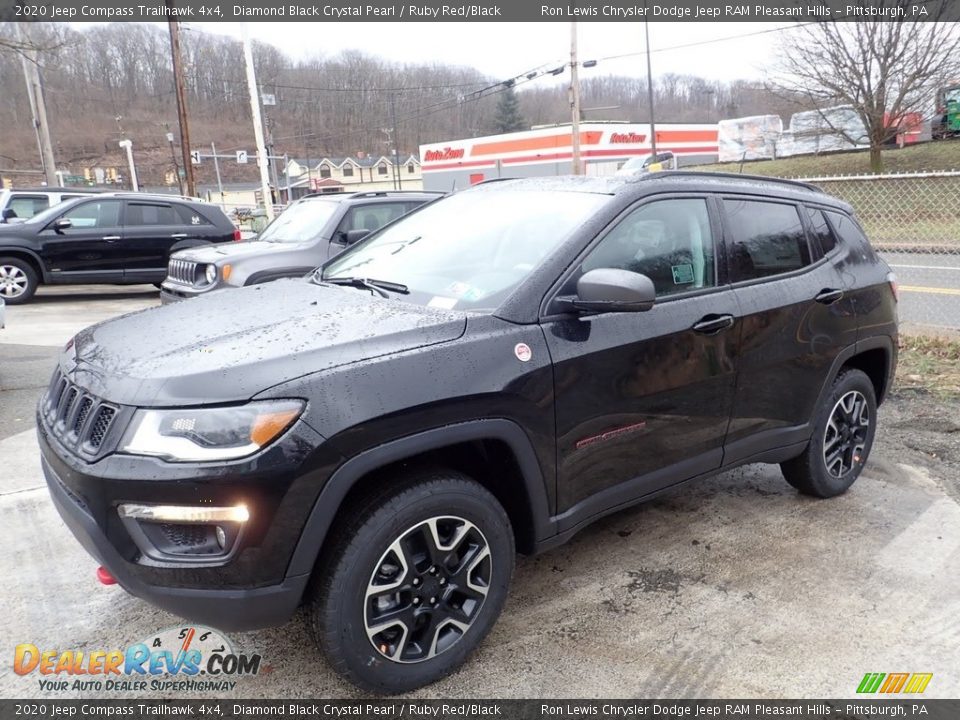 2020 Jeep Compass Trailhawk 4x4 Diamond Black Crystal Pearl / Ruby Red/Black Photo #1