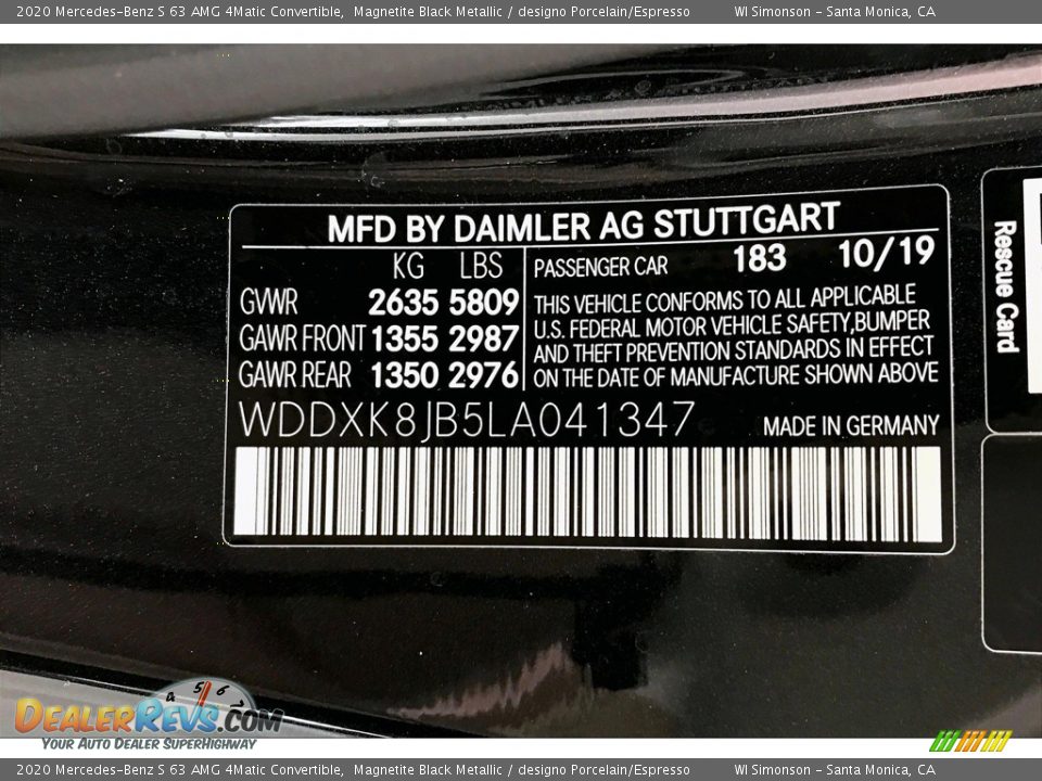 2020 Mercedes-Benz S 63 AMG 4Matic Convertible Magnetite Black Metallic / designo Porcelain/Espresso Photo #24