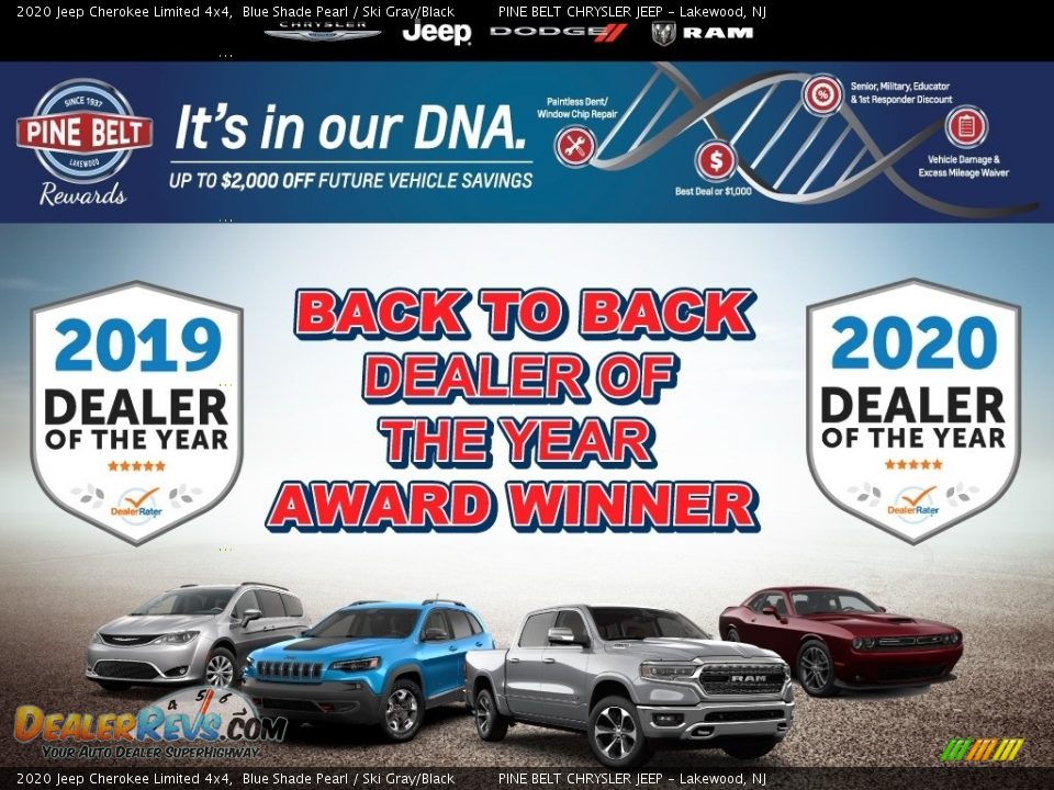 2020 Jeep Cherokee Limited 4x4 Blue Shade Pearl / Ski Gray/Black Photo #2