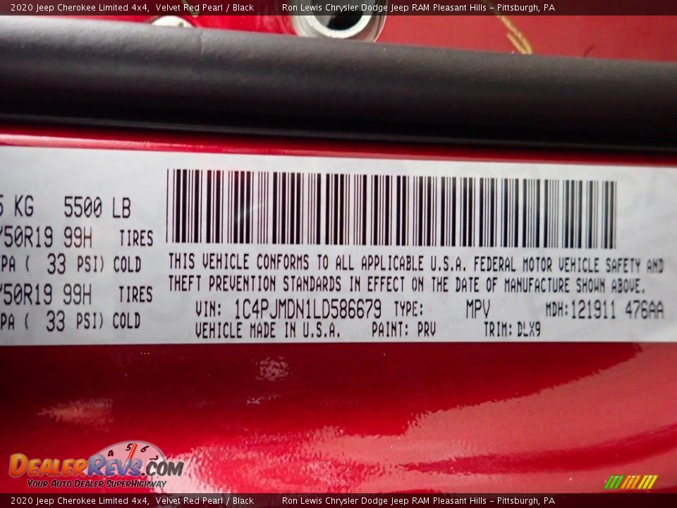 2020 Jeep Cherokee Limited 4x4 Velvet Red Pearl / Black Photo #16