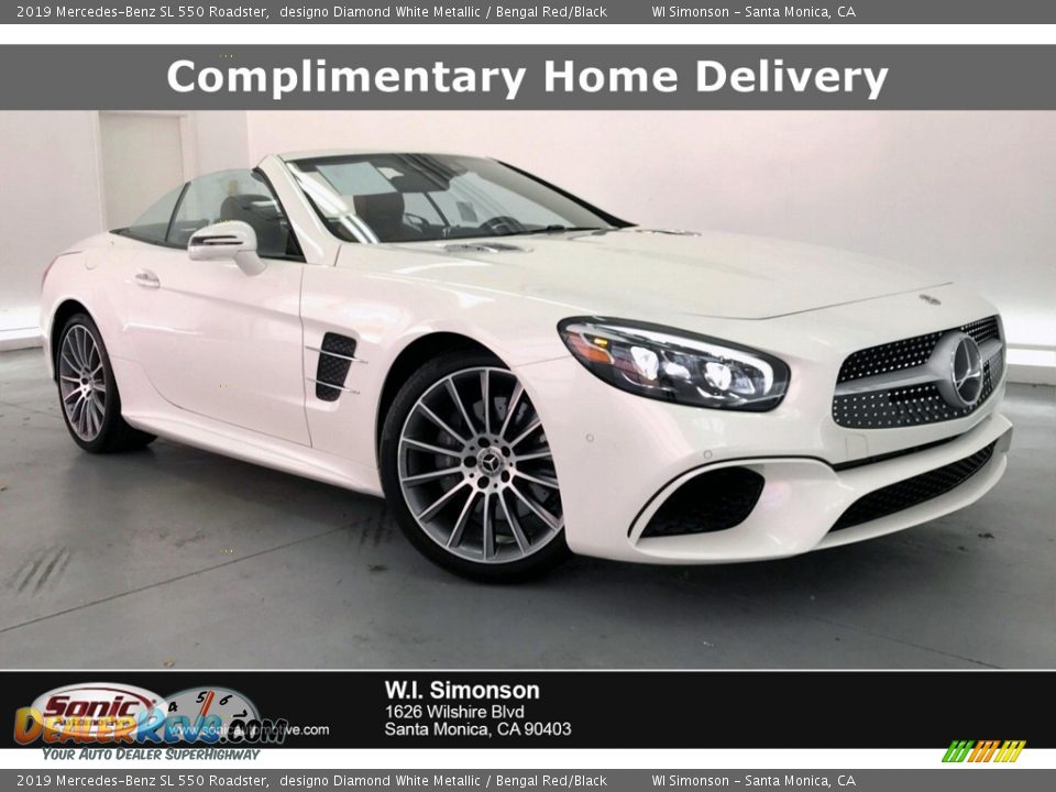 2019 Mercedes-Benz SL 550 Roadster designo Diamond White Metallic / Bengal Red/Black Photo #1