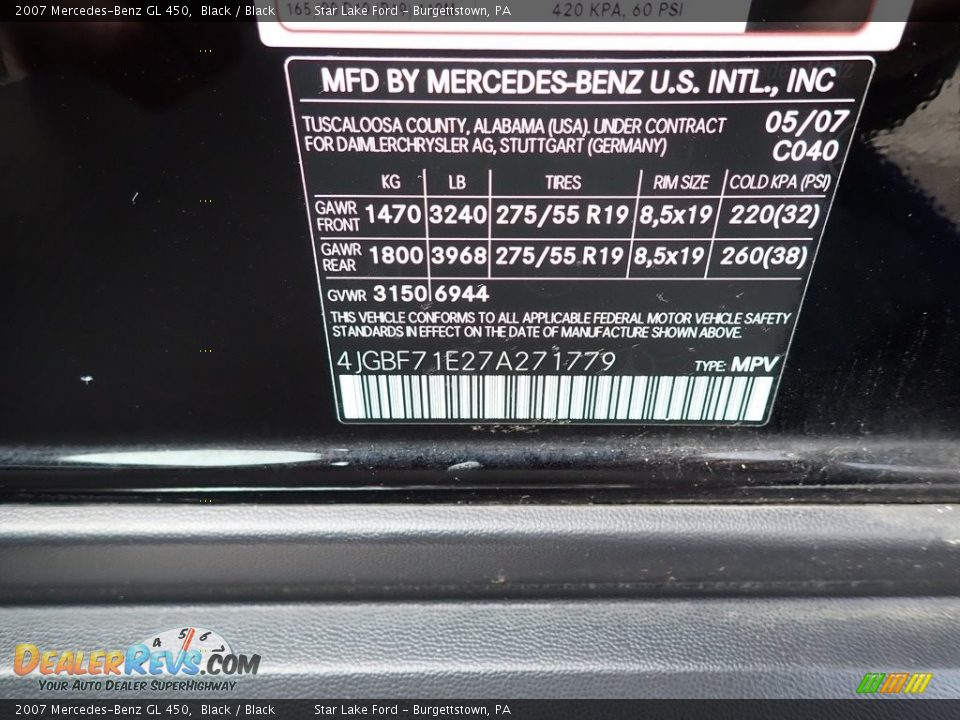 2007 Mercedes-Benz GL 450 Black / Black Photo #14