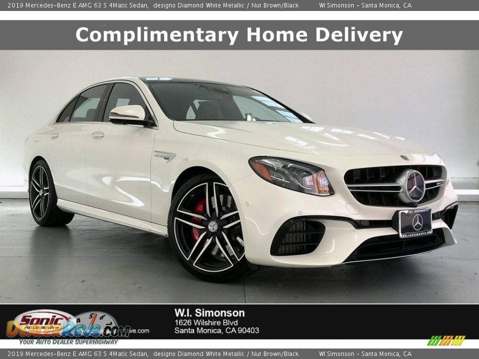 2019 Mercedes-Benz E AMG 63 S 4Matic Sedan designo Diamond White Metallic / Nut Brown/Black Photo #1