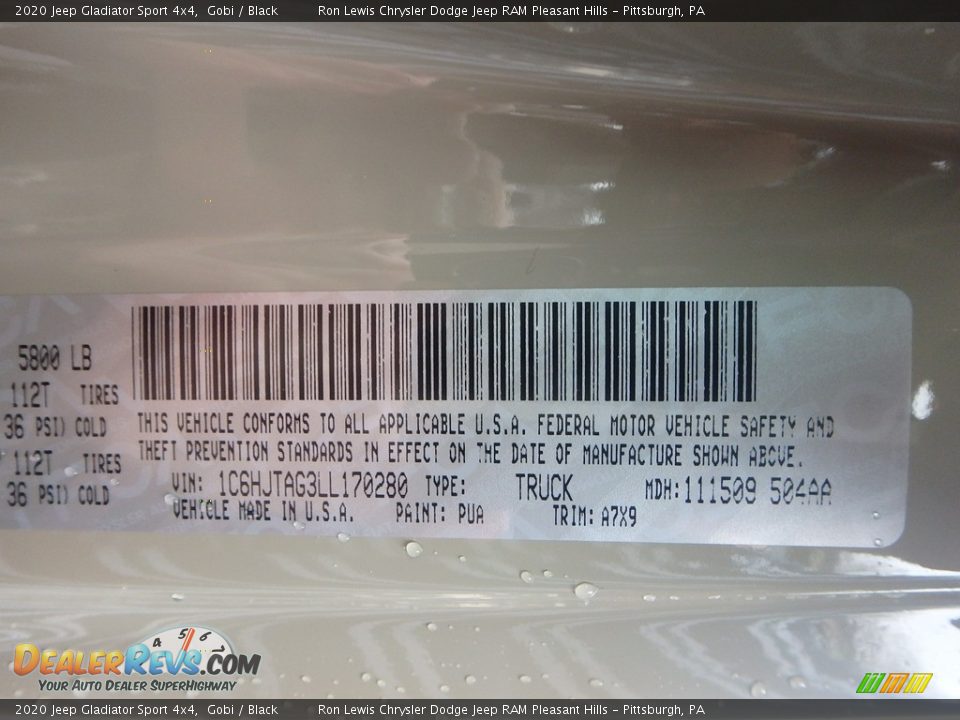 2020 Jeep Gladiator Sport 4x4 Gobi / Black Photo #15