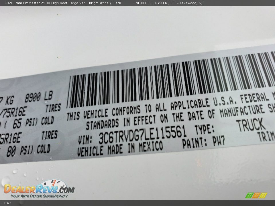 Ram Color Code PW7 Bright White