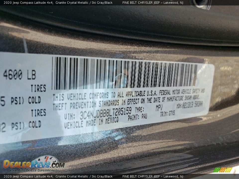 2020 Jeep Compass Latitude 4x4 Granite Crystal Metallic / Ski Gray/Black Photo #12