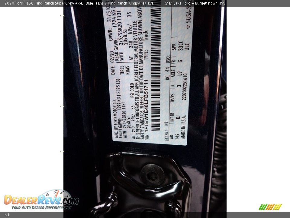 Ford Color Code N1 Blue Jeans