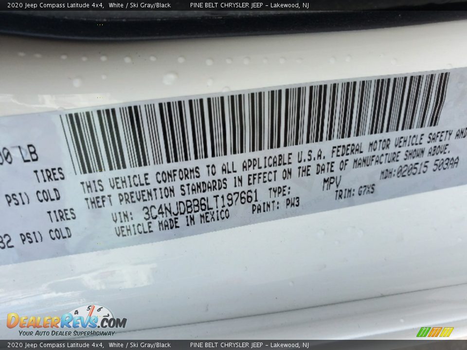 2020 Jeep Compass Latitude 4x4 White / Ski Gray/Black Photo #11
