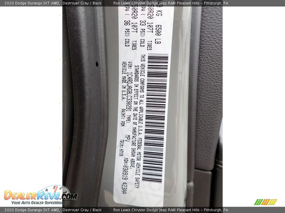 2020 Dodge Durango SXT AWD Destroyer Gray / Black Photo #20