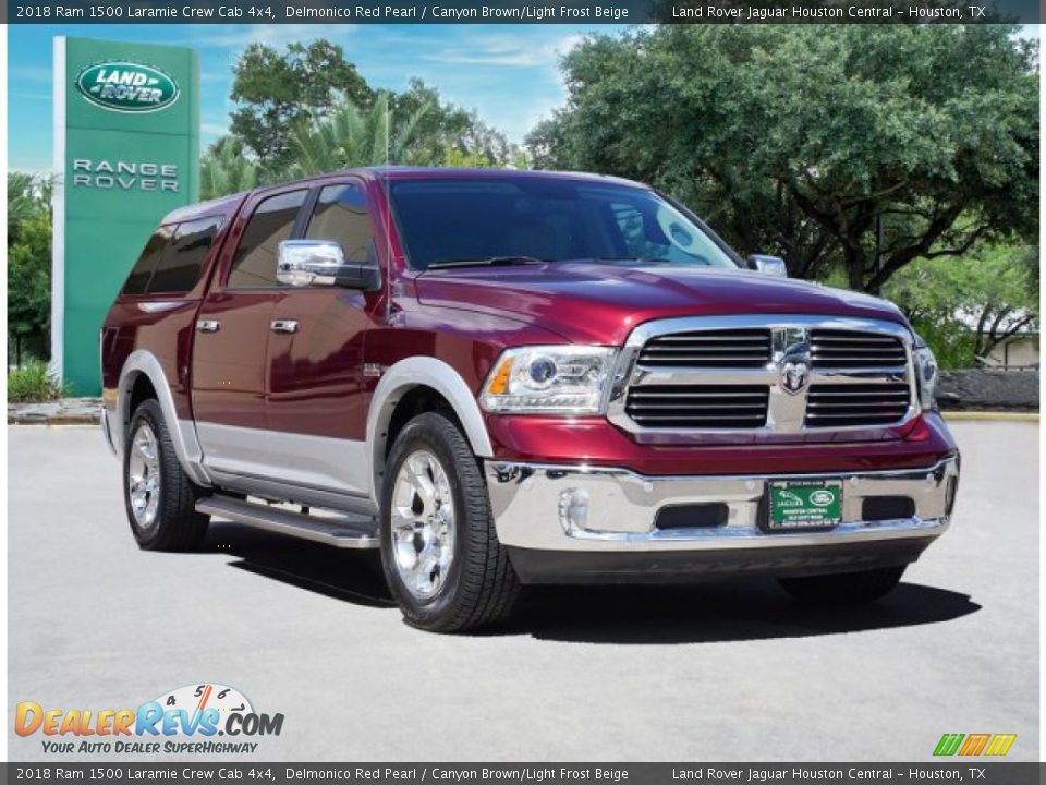 2018 Ram 1500 Laramie Crew Cab 4x4 Delmonico Red Pearl / Canyon Brown/Light Frost Beige Photo #2